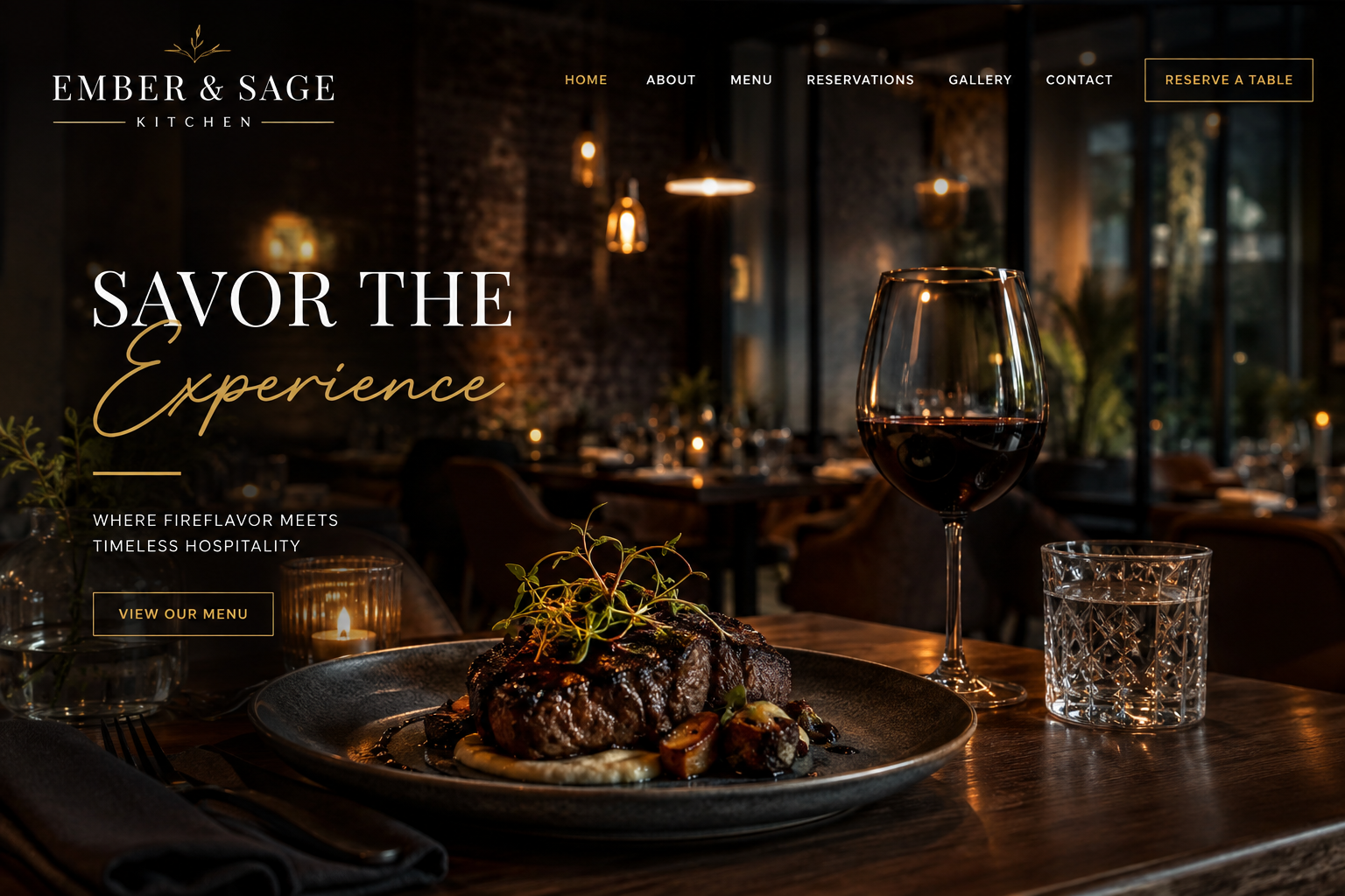 Ember & Sage Kitchen restaurant website preview